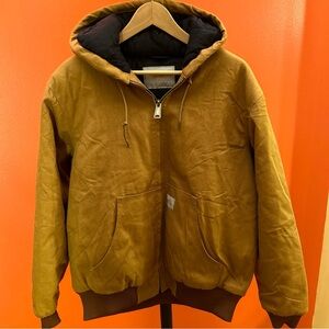 Men's Loose Fit Quilted Flannel Lined Workwear Waterproof Active Jacket Hooded